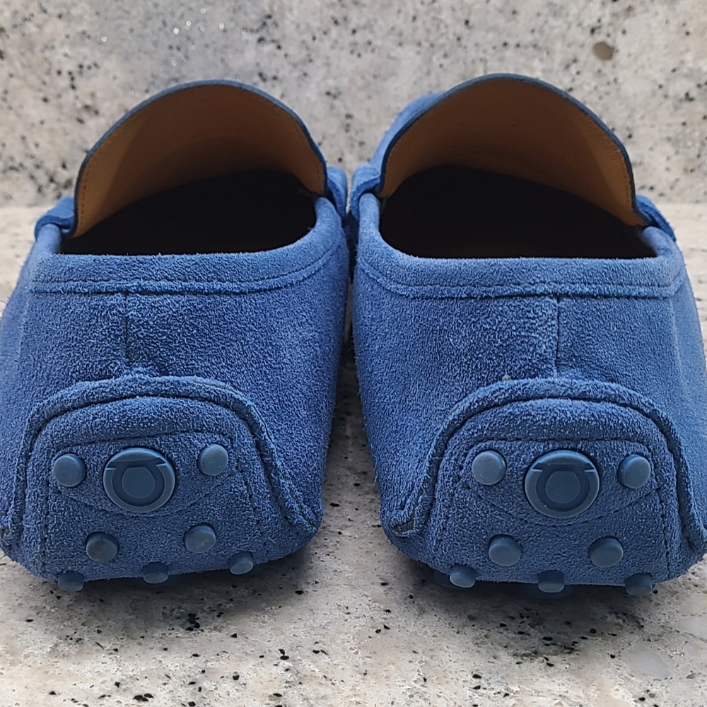 Ferragamo Grazioso Men's Loafer - Indigo Blue Suede - Picture 10 of 14